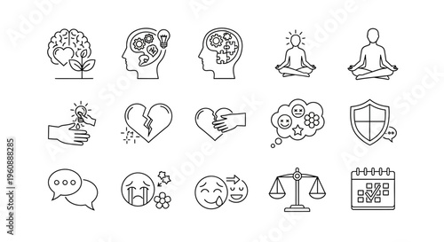 Mindfulness icons for mental wellness.