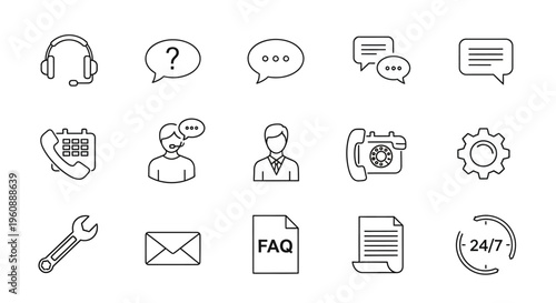 Customer service support icons set.