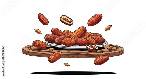 Fresh Sweet Dates Fruit Platter Illustration