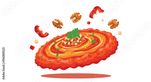 Muhammara Dip with Walnuts and Red Pepper Illustration