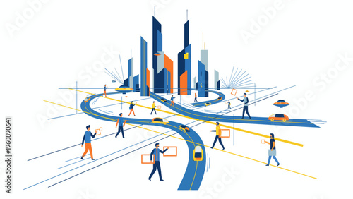 City Life Business People Moving.