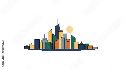 City Skyline Urban Landscape Illustration.