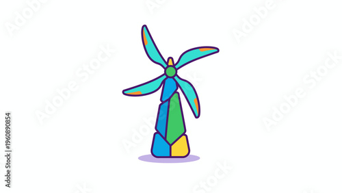 Colorful Wind Turbine Illustration.