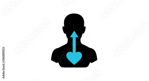 a blue heart on a black silhouette.