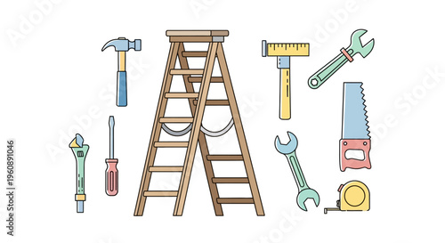 Wooden A Frame Step Ladder Tools.