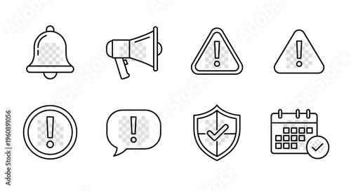 Warning signs and symbols icons set.