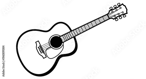 Acoustic guitar illustration, a classic instrument known for its rich sound and versatility, perfect for musicians and music enthusiasts