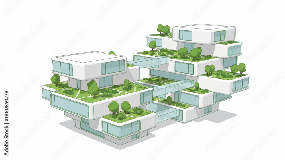 Fototapeta premium Modern Green Roof Architecture Design.