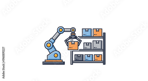 Industrial robotic arm in a factory.