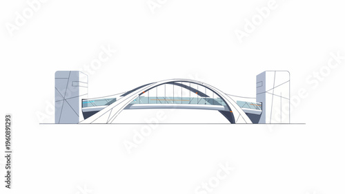 Modern Steel Arch Bridge Structure.
