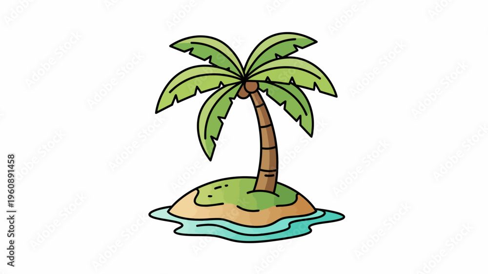 Fototapeta premium Palm Tree on Small Island.
