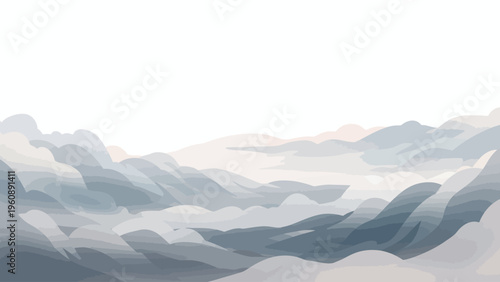 Mountain Range Above Clouds Landscape.