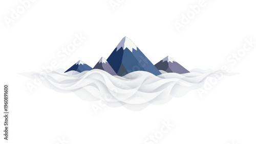 Snowy Mountain Peaks Landscape View.