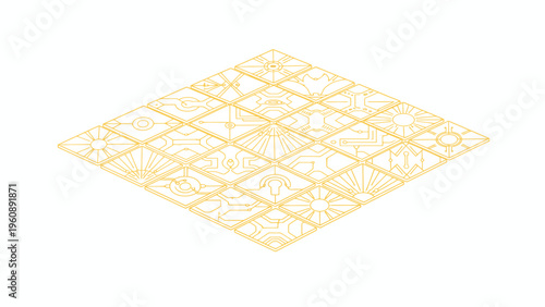 Yellow Grid Pattern Design.