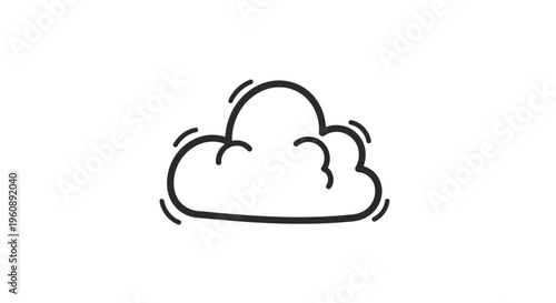 A simple line drawing of a moving cloud.