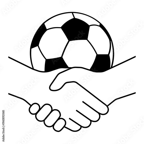 Fair play soccer handshake minimalist outline icon
