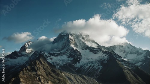 Sunset Time-Lapse Over Mountain with shadows and Moving Clouds, Documentary Style