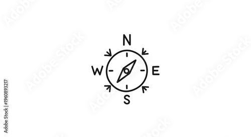 Simple black and white compass illustration.