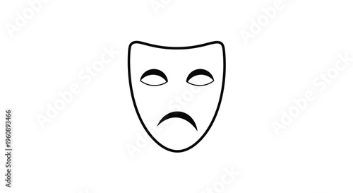 A frowning theatrical mask on a white background.