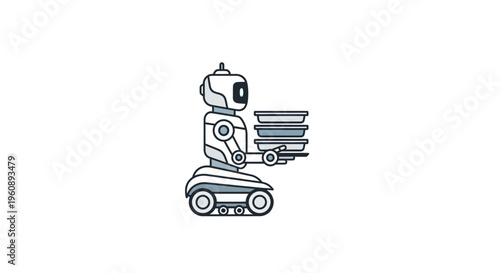 Robot delivering food on a scooter.