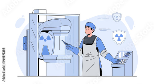 Radiologist Operating Advanced Medical Imaging Machine for Diagnosis