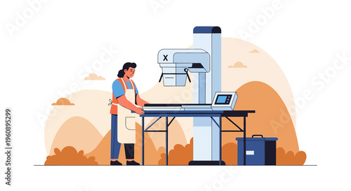Radiologist Operating Advanced X-Ray Machine for Medical Imaging Scan