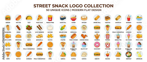 Street snack logo collection icons set.