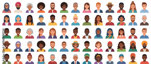 Diverse group of people illustrations.