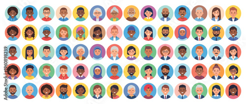 A vibrant collection of diverse cartoon faces.