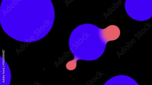Multiple Animated Liquid Blob Shapes Floating on Black Background, Horizontal 4K Loop