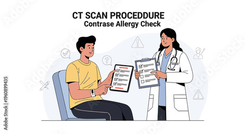 Doctor Discusses CT Scan Procedure and Contrast Allergy Check with Patient