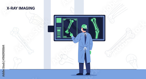 Doctor examining X-ray of human femur bone on screen, medical diagnostics concept