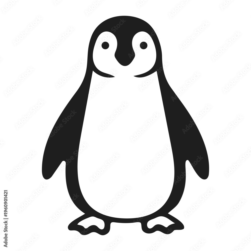 Fototapeta premium Arctic Penguin Doodle Icon - Hand-Drawn Cartoon Illustration