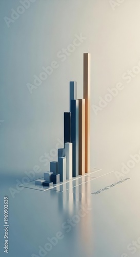 3D Graph Displaying Growth Trends in Business Analytics