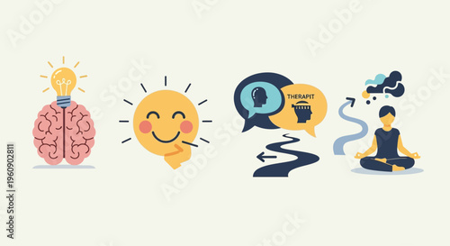 Brain Ideas Mindfulness Meditation and Thoughts.