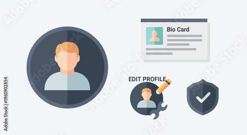 User Profile Security Verification Process Icon Set.