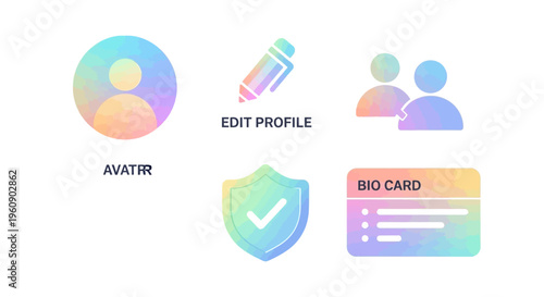 Digital Icons Representing Profile and Security.