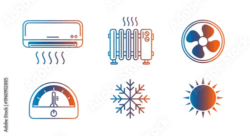Climate Control Icons Set for Temperature Regulation.
