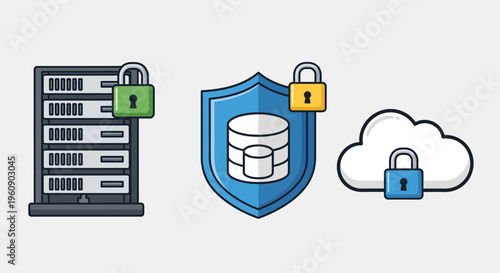 Server Database Cloud Security Protection Concept.