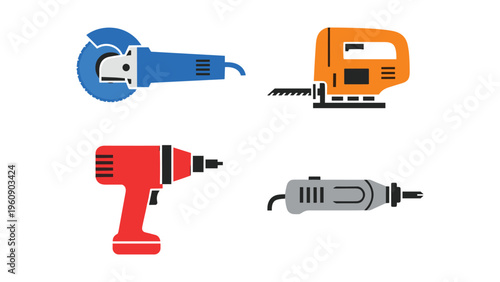 Four essential power tools displayed in a compact arrangement.