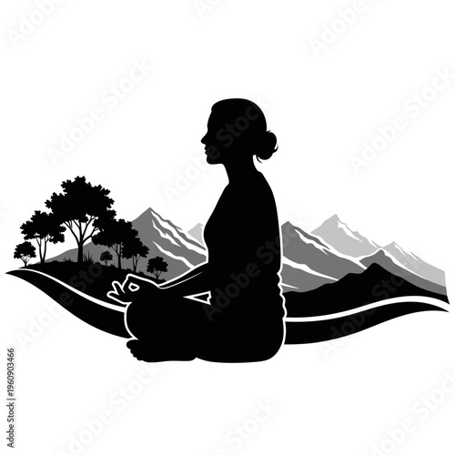Woman meditating in lotus position.