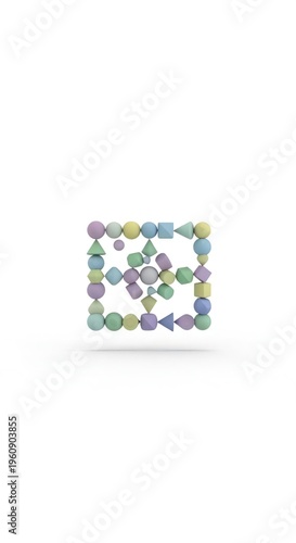 Colorful Geometric Shapes Arranged in a Creative Artistic Pattern