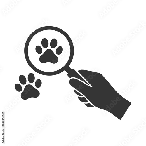 ルーペを持つ手のシルエットアイコン　肉球