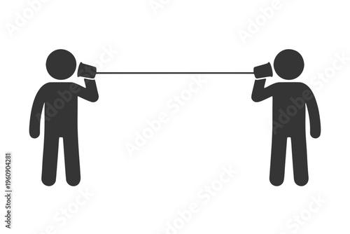 糸電話を持つ人物のシルエットアイコン