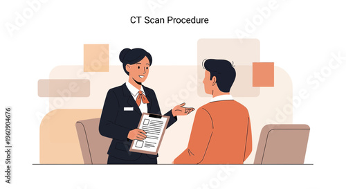Doctor Explains CT Scan Procedure to Patient, Medical Consultation