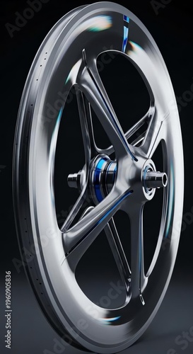 Modern Sleek Wheel Design with Reflective Metallic Surface