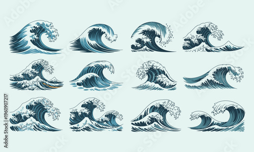 Japanese Style Ocean Waves Collection water nature