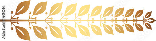 Award gold laurel branch. Laurel Leadership wreath. Sports emblem of winner. Golden olive branch as symbol of victory. Graduation frame. Vector Illustration EPS 10.