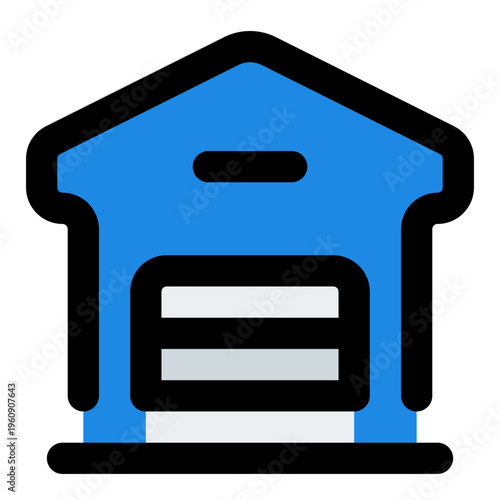 Warehouse Filled Line Icon Vector, Bold Outline Building and Architecture Symbol for City, Real Estate and Construction Concept