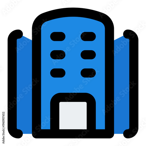 Shopping Mall Filled Line Icon Vector, Bold Outline Building and Architecture Symbol for City, Real Estate and Construction Concept